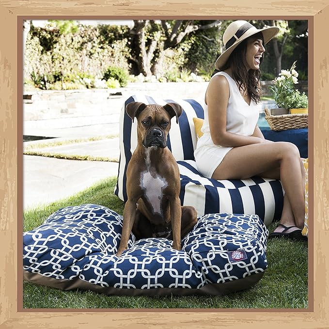 Red Links Medium Rectangle Indoor Outdoor Pet Dog Bed With Removable Washable Cover By Majestic Pet Products
