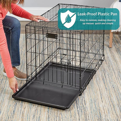 MidWest Homes for Pets 24-Inch iCrate for Small Breeds, 12-20 lbs, Double Door Folding Dog Crate with Divider Panel, Leak-Proof Tray & Secure Latches, Portable, Durable & Easy to Assemble