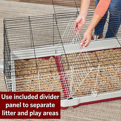 Midwest Homes for Pets Deluxe Rabbit & Guinea Pig Cage, XX-Large, White & Red