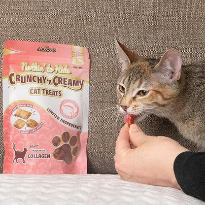 Fieldcrest Farms Nothin’ to Hide Collagen Cat Treats – Crunchy & Creamy Cat Snacks, High-Protein Healthy Treats for Skin, Coat & Joint Support, Salmon Flavor, 3 oz.