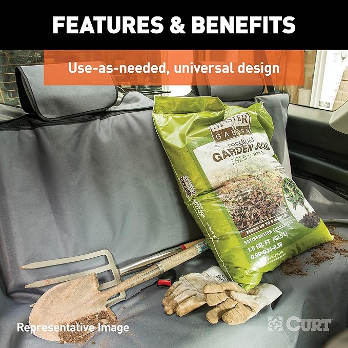 CURT 18512 Seat Defender 58-Inch x 55-Inch Brown Waterproof Universal Bench Car Seat Cover Protector