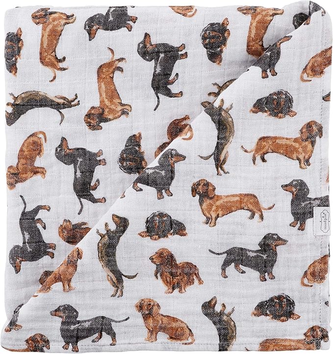 Mud Pie Dachshund Print Baby Swaddle Blanket, 47" x 47"