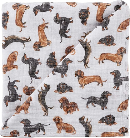 Mud Pie Dachshund Print Baby Swaddle Blanket, 47" x 47"