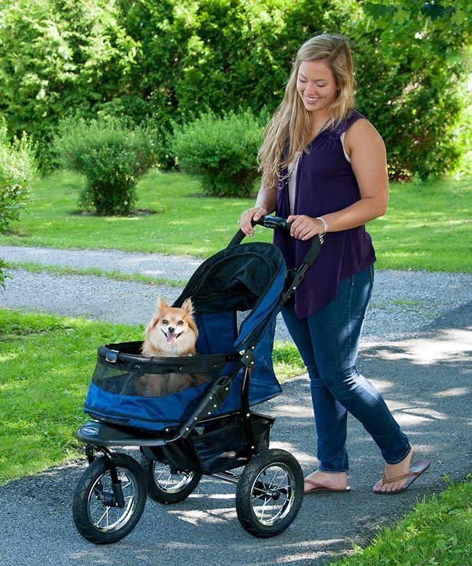 Pet Gear No-Zip Jogger Pet Stroller for Cats/Dogs, Zipperless Entry, Airless Tires, Easy One-Hand Fold, Cup Holder + Storage Basket, NEW Midnight River