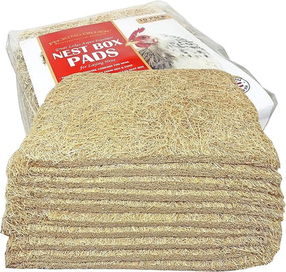 Nest Box Pads for Chicken Nesting Boxes - 13 x 13 Pads Made in USA from Sustainably Sourced Aspen Excelsior (10 Pack)