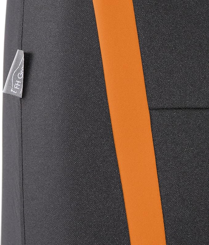 FH Group Car Seat Covers Full Set Cloth - Universal Fit Automotive Seat Covers, Low Back Front Seat Covers, Solid Back Seat Cover, Washable Car Seat Cover for SUV, Sedan and Van Orange