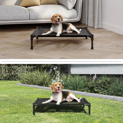Elevated Dog Bed - 30x24-Inch Portable Pet Bed with Non-Slip Feet - Indoor/Outdoor Dog Cot or Puppy Bed for Pets up to 50lbs by PETMAKER (Black)