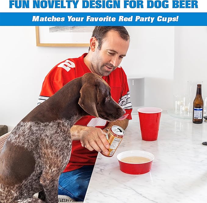 Party Dog Disposable Red Cup Style Pet Food Bowls for Cats and Dogs - Large and Small Sizes