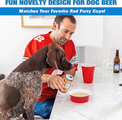 Party Dog Disposable Red Cup Style Pet Food Bowls for Cats and Dogs - Large and Small Sizes
