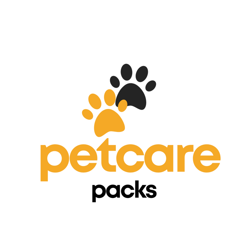 Petcare Packs logo with paw prints on a white background